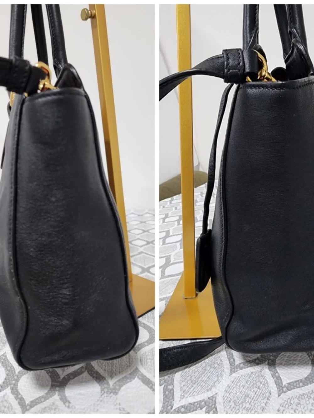 Authentic PRADA Baltico Saffiano And Soft Calfskin Leather Small Satchel Bag Bla - Picture 5 of 12